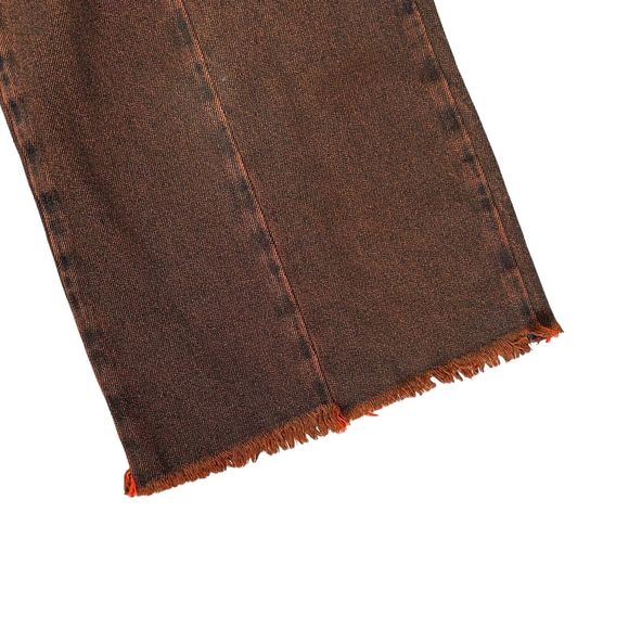 Me + Em Jeans Fits UK 16 Crop Wide Leg Frayed Hems Orange Acid Wash High Rise - Picture 2 of 7